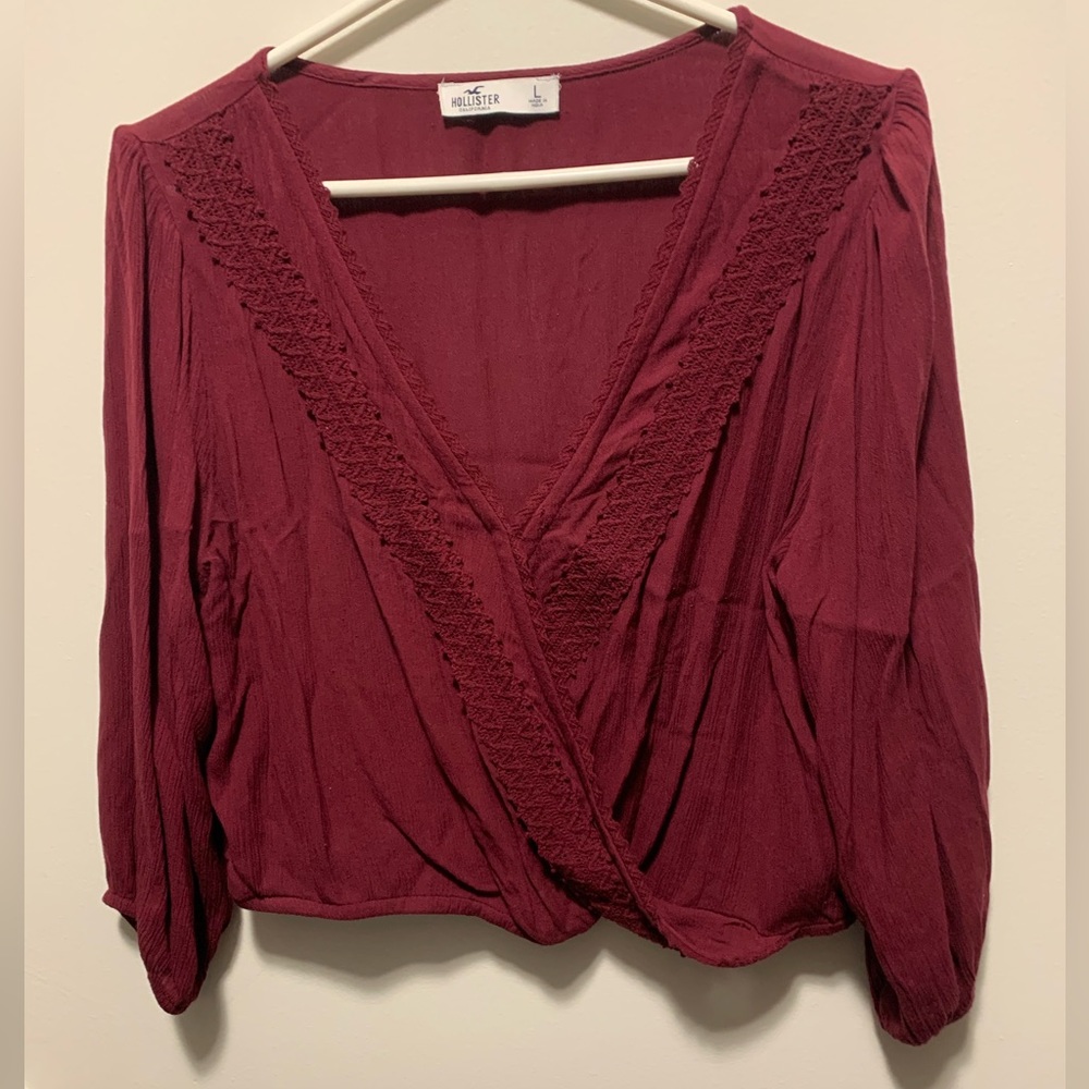 Maroon Hollister cropped blouse